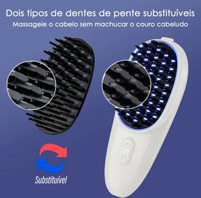 Escova Capilar Laser Vermelho E Azul Contra calvície 5 Niveis - Electric Led Massagem