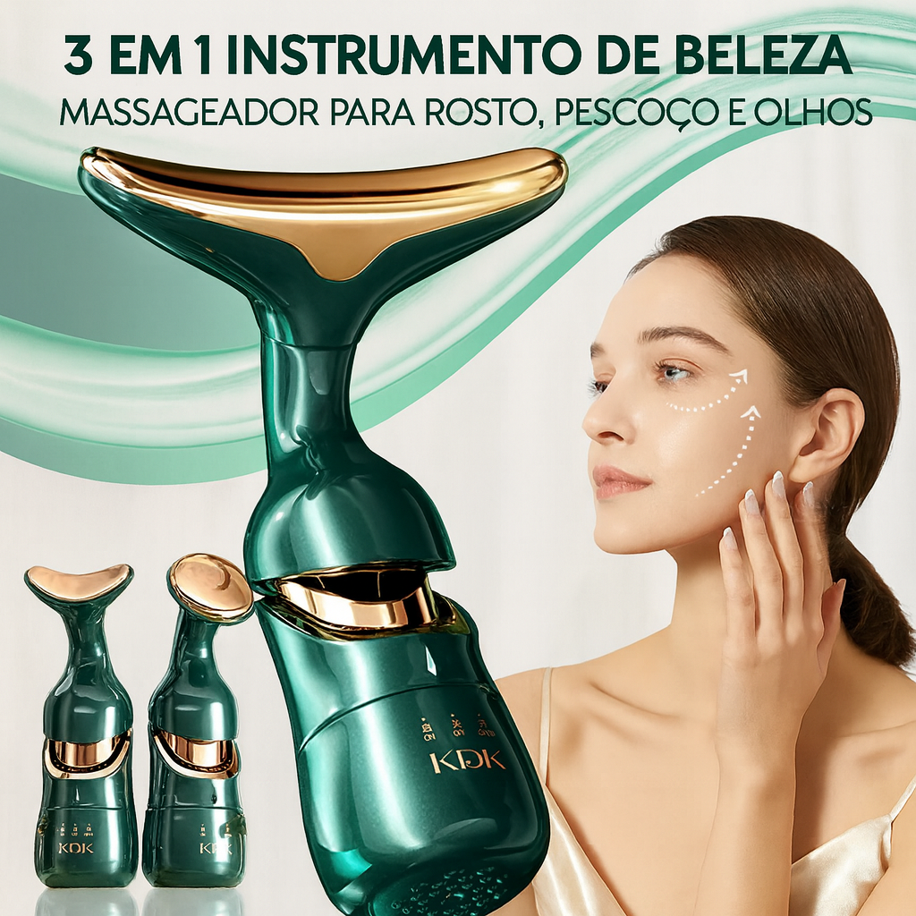Massageador 3 em 1 – Rosto, Pescoço e Olhos