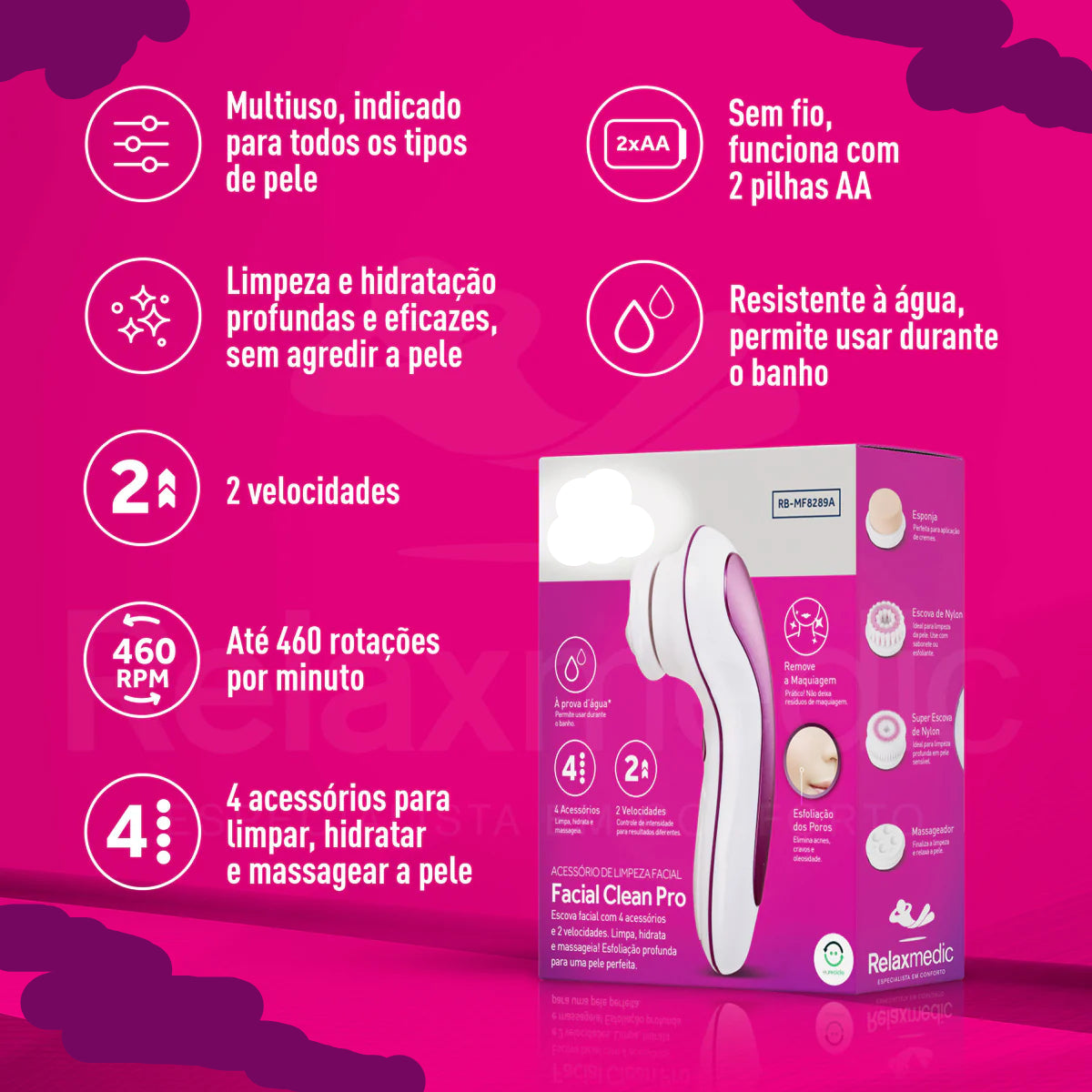 Escova de Limpeza Facial Clean Pro +