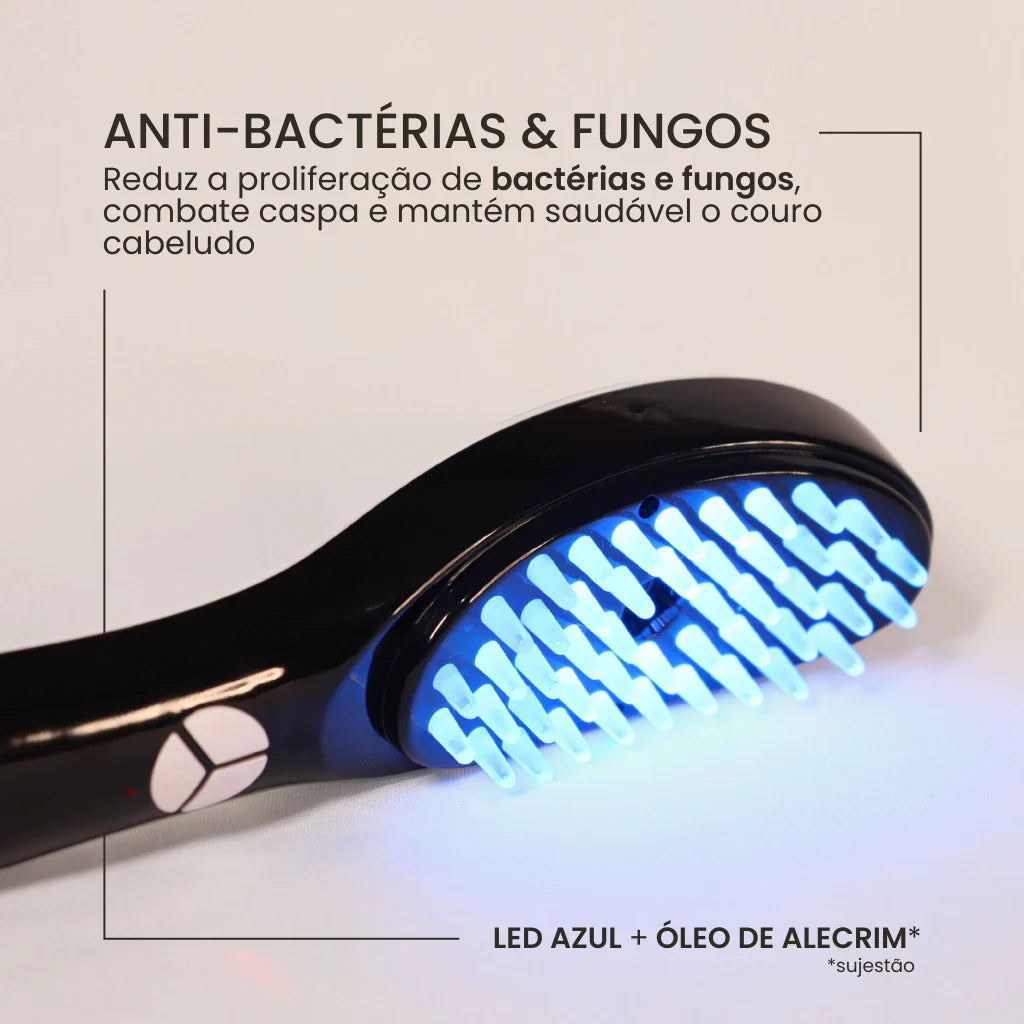 Escova Capilar Laser Vermelho E Azul Contra calvície 5 Niveis - Electric Led Massagem